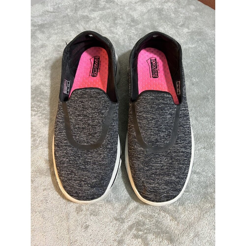 Skechers Women’s 10 Gogo Mat Microburst Slip on Shoes Slippers Dark Gray Casual